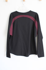 Boombah Bomber Black Maroon Long Sleeved Shirt | L