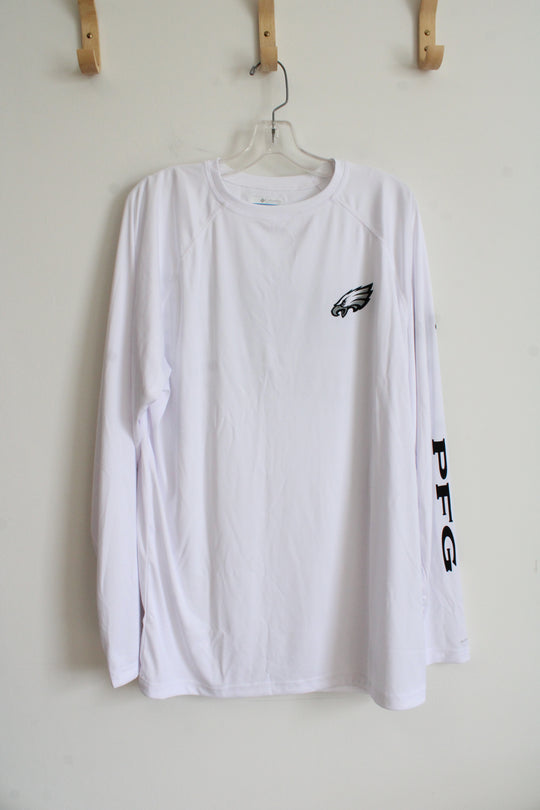 NEW Columbia White Philadelphia Eagles Terminal Tackle Long Sleeved Shirt | XL