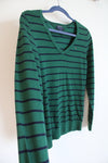 Tommy Hilfiger Green Navy Blue Striped Pima Cotton Sweater | M