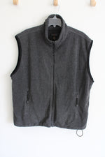 Divots Vintage Gray Fleece Polyester Lined Vest | L