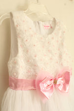 Sunny Fashion White And Pink Tulle Dress With Bow | 6