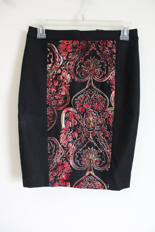 NEW Ann Taylor Black Red Paisley Skirt | 2 Petite