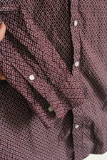 Guess Maroon Geometric Print Long-sleeve Button Down Shirt | XL