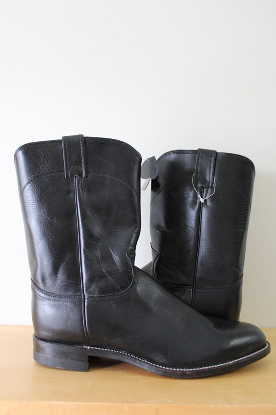 NEW Justin Jackson Roper Black Leather Boots | Men's 10.5