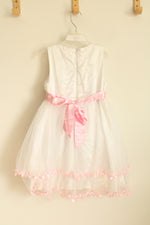 Sunny Fashion White And Pink Tulle Dress With Bow | 6