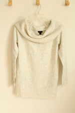 NEW Ann Taylor White/Gray Cowl Neck Sweater | M