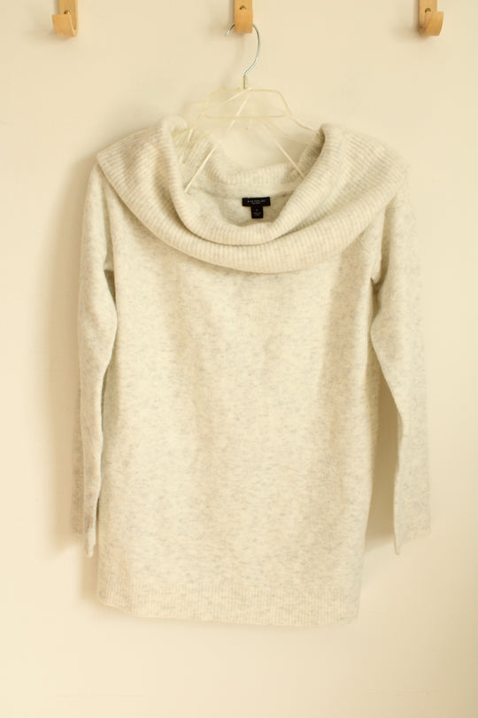 NEW Ann Taylor White/Gray Cowl Neck Sweater | M
