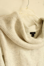 NEW Ann Taylor White/Gray Cowl Neck Sweater | M