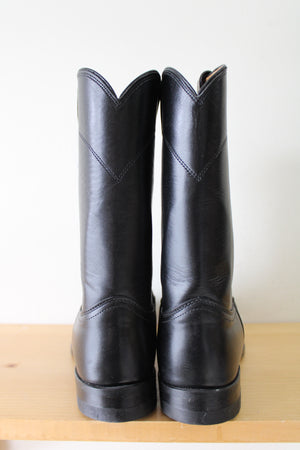 NEW Justin Jackson Roper Black Leather Boots | Men's 10.5