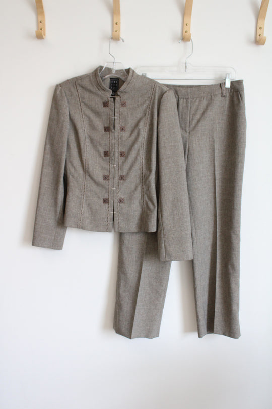 Vintage Due Per Due Brown Two Piece Pant & Jacket Set | 10 Petite
