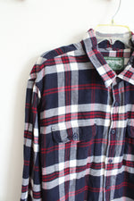 American Eagle Navy Red & White Plaid Flannel Button Down Shirt | XXL