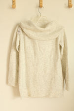 NEW Ann Taylor White/Gray Cowl Neck Sweater | M