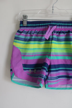 Under Armour Purple Striped Shorts | Youth S (8)