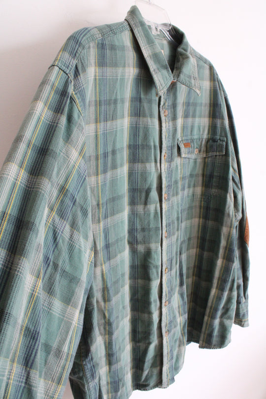 Cabela's Green & Yellow Plaid Button Down Shirt | 3XL Tall