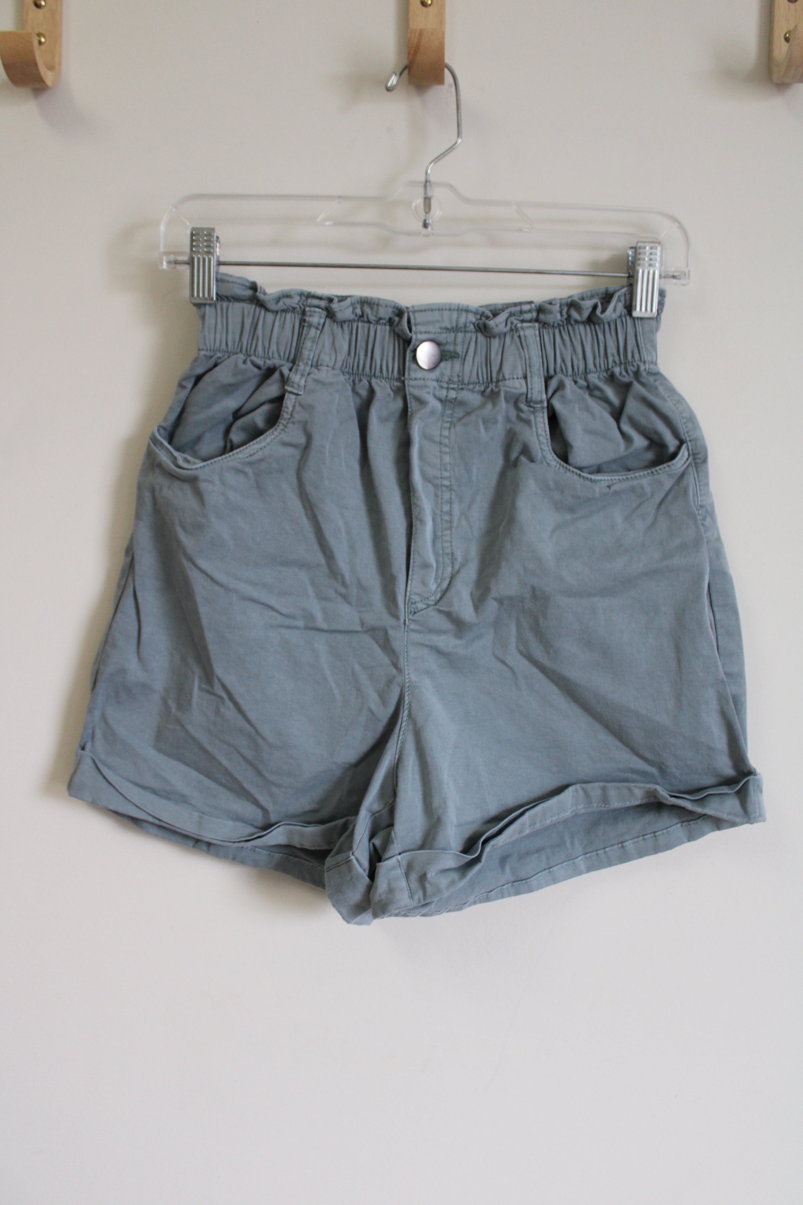 H&M Light Dusty Blue High Waist Paperbag Shorts | XS