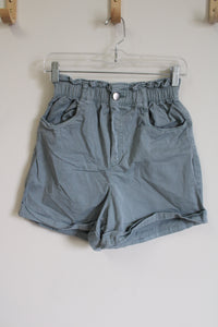 H&M Light Dusty Blue High Waist Paperbag Shorts | XS