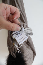 NEW Taupe Wool Blend Pom Pom Scarf