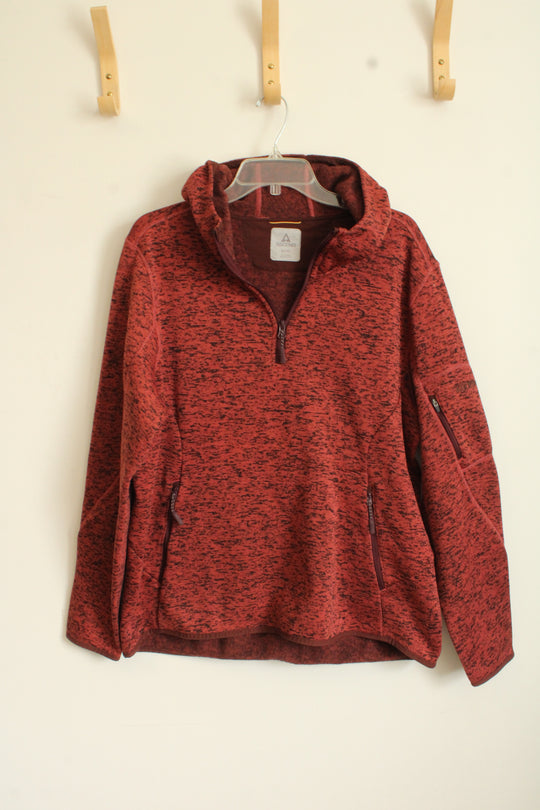 Ascend Rust Quarter Zip Hooded Fleece Pullover Jacket | XL