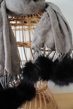 NEW Taupe Wool Blend Pom Pom Scarf