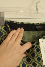 NEW Francesca's Green And Navy Blue Printed Stretch Skirt | M