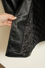 CA COLLEZIONI Black Genuine Leather Quilted Lined Button Down Jacket | XL