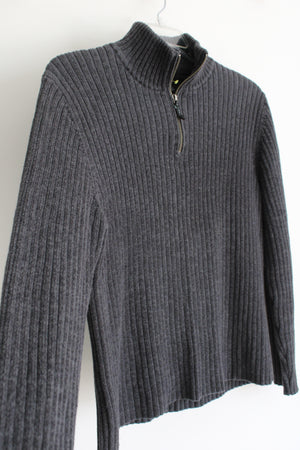 Calvin Klein Jeans Gray Ribbed 1/4 Zip Sweater | L