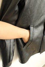 CA COLLEZIONI Black Genuine Leather Quilted Lined Button Down Jacket | XL