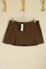 NEW Garage Brown Pleated Stretch Skort | M