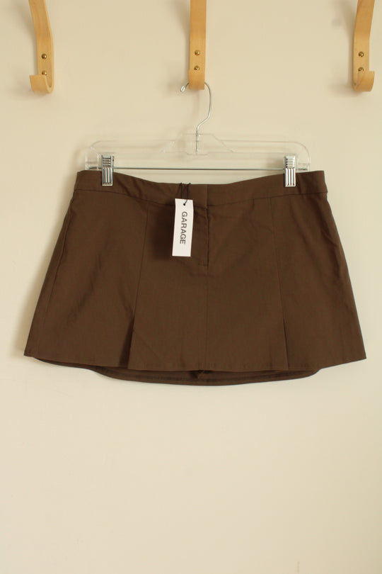 NEW Garage Brown Pleated Stretch Skort | M