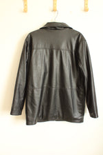 CA COLLEZIONI Black Genuine Leather Quilted Lined Button Down Jacket | XL