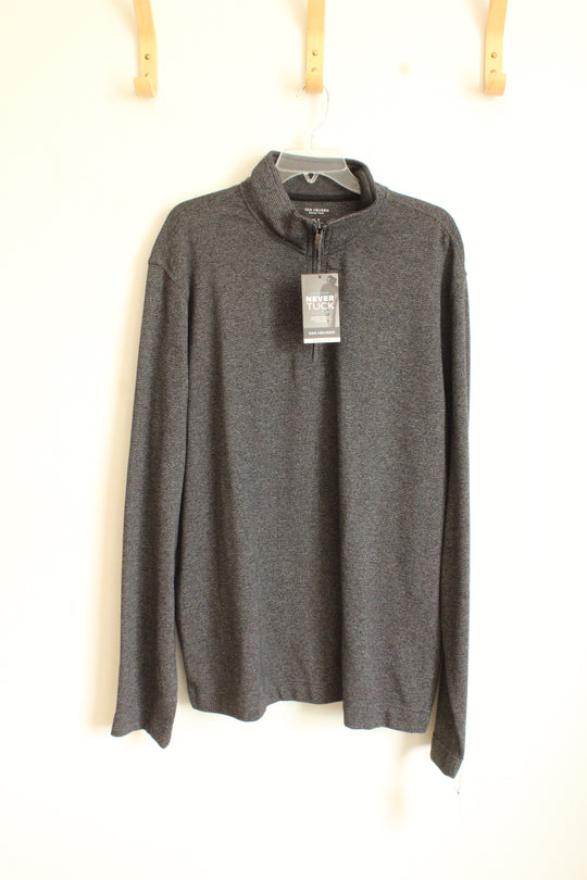 NEW Van Heusen Charcoal Quarter Zip Pullover Sweater | XL-T