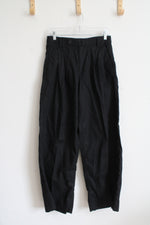 Banana Republic Black Pleated Wide Leg Linen Blend Pants | 6