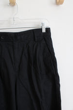 Banana Republic Black Pleated Wide Leg Linen Blend Pants | 6
