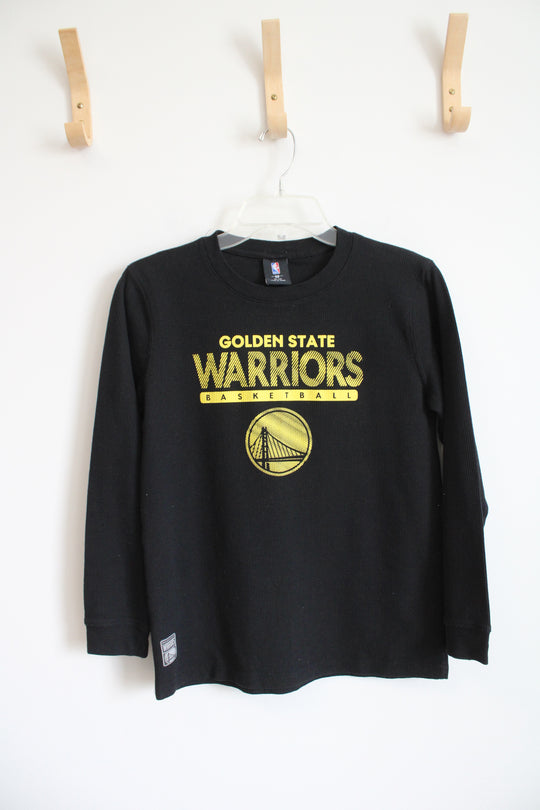 NBA Golden State Warriors Black Waffle Knit Long Sleeved Shirt | Youth 18/20