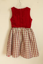 Rare Editions Red Velvet And Plaid Holiday Dress With Rhinestone Bow | 10
