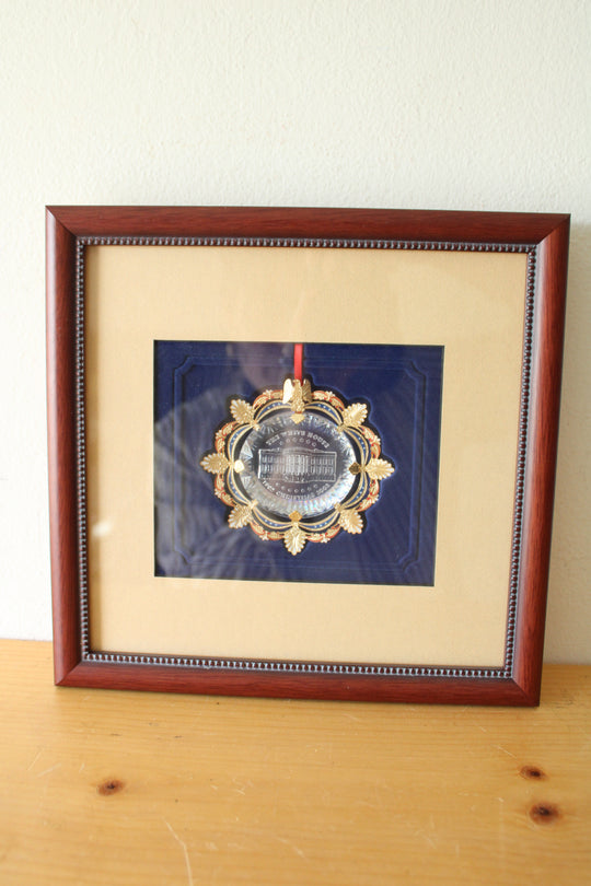 Framed 2002 White House Historical Association Christmas Ornament