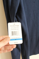 NEW Breckenridge Navy Blue Long Sleeve Less Fold Over Collar Top | XL