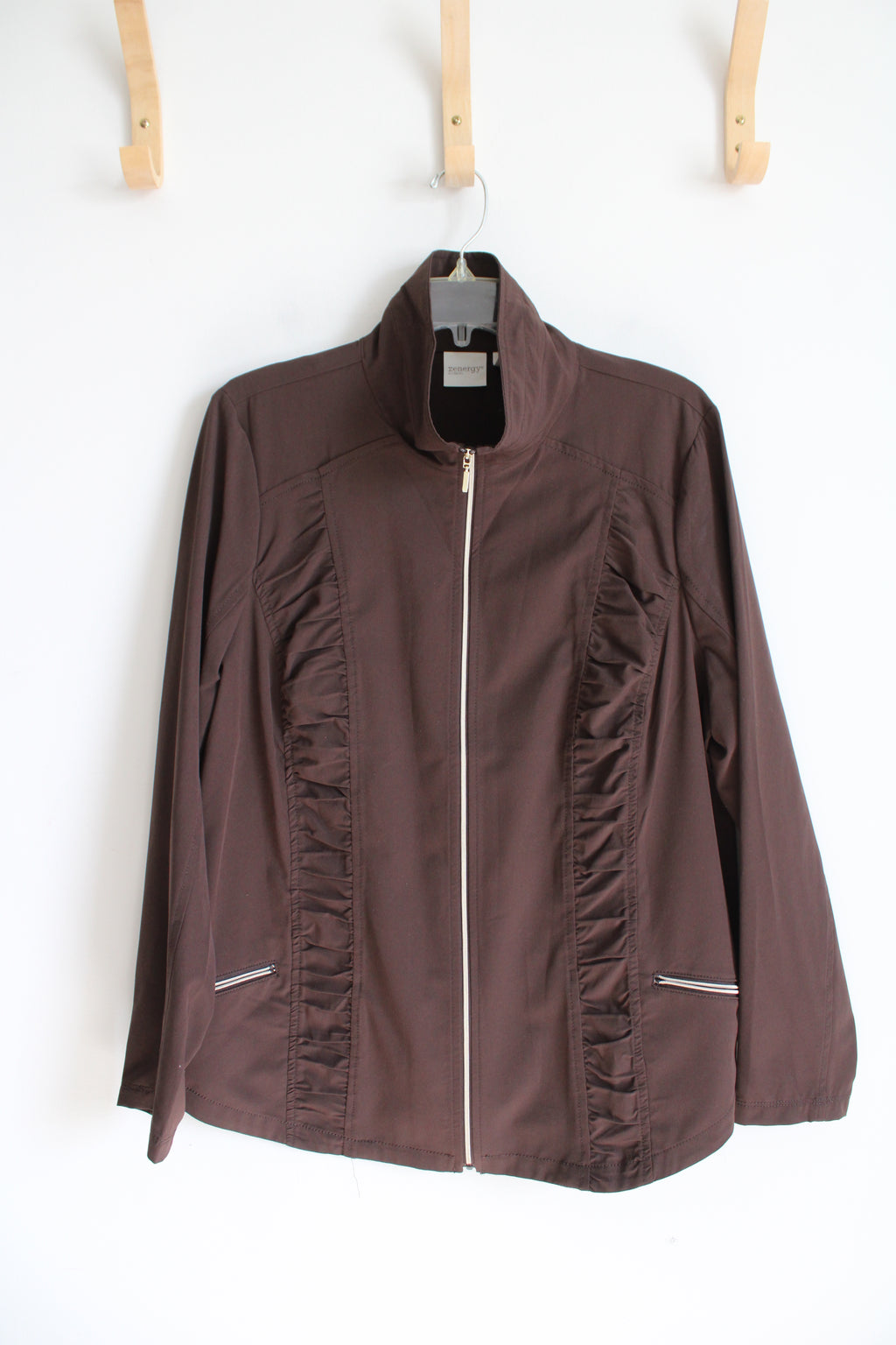 Zenergy By Chico's Brown Full Zip Lightweight Jacket | 2 (L)