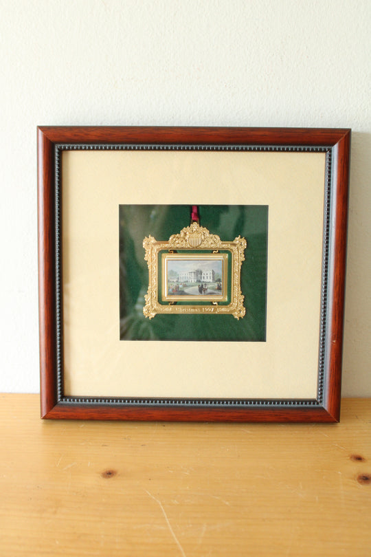 Framed 1997 White House Historical Association Christmas Ornament