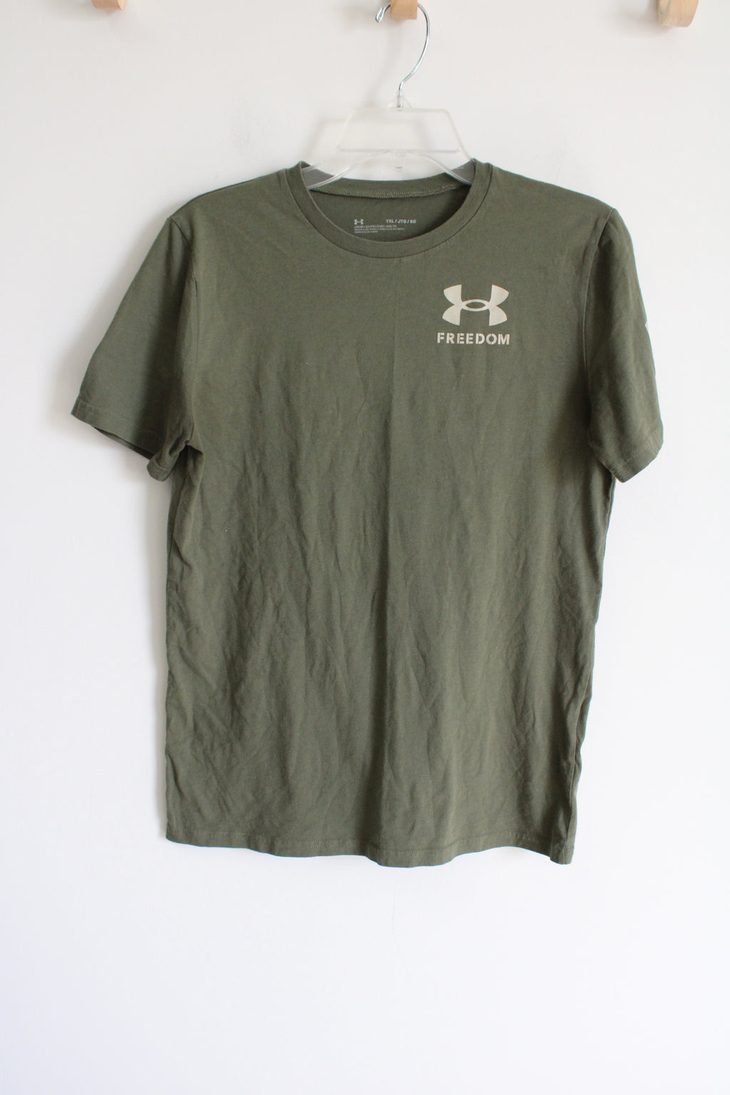 Under Armour Loose Fit Freedom Olive Green Tee | Youth XL (16/18)