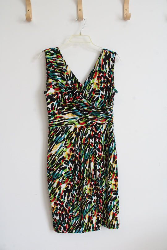 Chaus Black Multi-Colored Patterned Dress | S