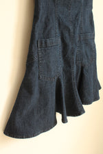 BDG Dark Denim Strapless Pleated Pocket Front Dress | S