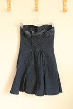 BDG Dark Denim Strapless Pleated Pocket Front Dress | S