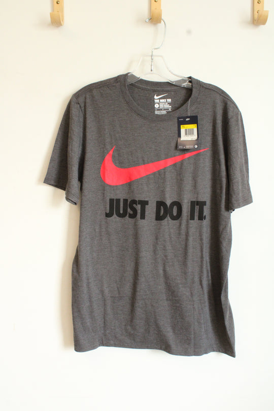 NEW Nike Gray with Red Swoosh Just Do It T-shirt | S