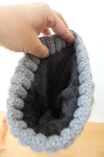 Ugg Gray Cable Knit Faux Fur Pom Pom Beanie