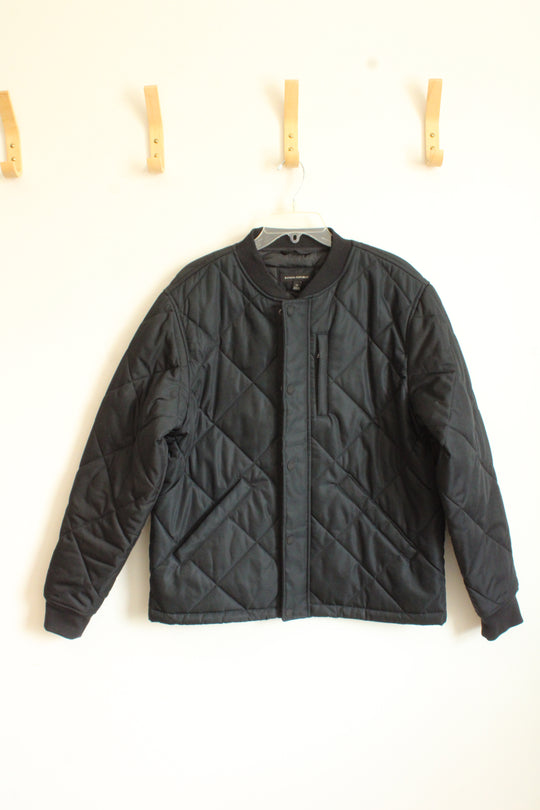 Banana Republic Black Diamond Quilted Snap Front Bomber Jacket | M