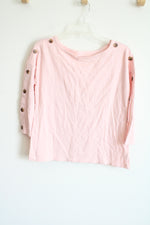 Talbots Light Pink Cotton Long Sleeved Button Detail Top | S