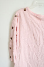 Talbots Light Pink Cotton Long Sleeved Button Detail Top | S