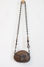 Vintage Maya Gem & Stone Chain Brown Textured Resin Handbag