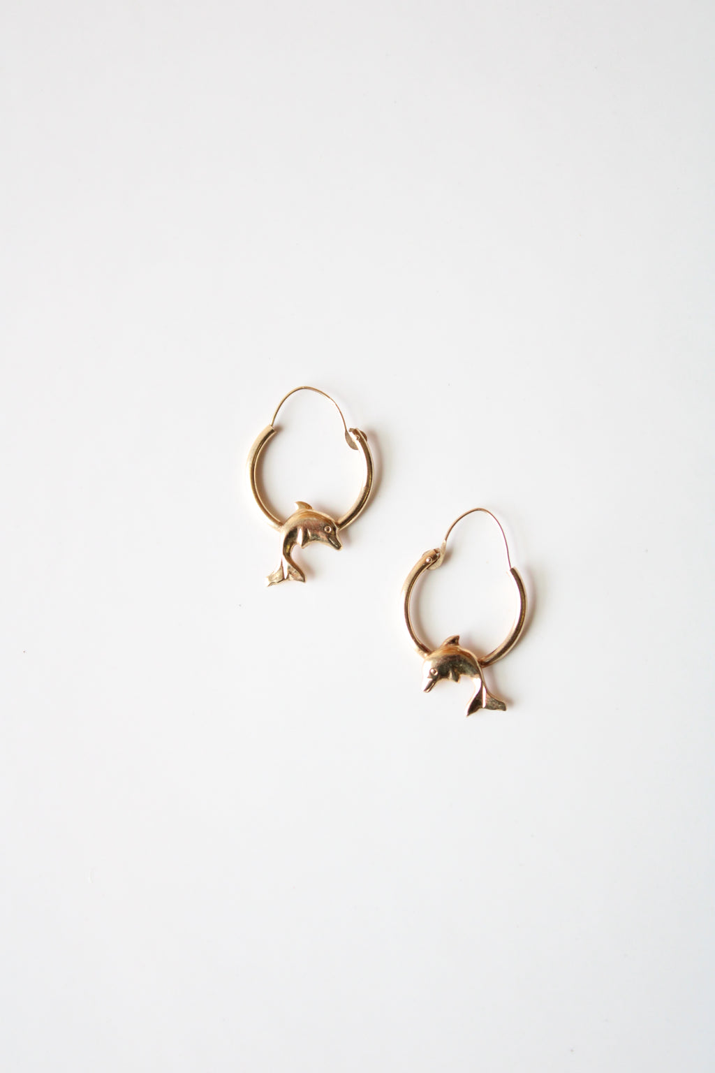 Dolphin Hoop 14KT Yellow Gold Earrings